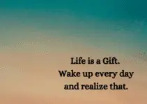 Life is a gift. Wake up every day and realize that.