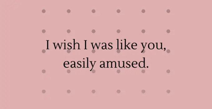 I wish I was like you, easily amused.