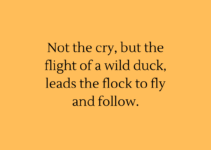 Not the cry, but the flight of a wild duck, leads the flock to fly and follow.